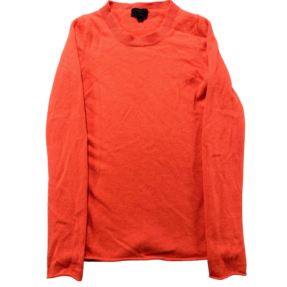J.CREW Sweater Womens XS Orange Italian Cashmere Crewneck Knit Pullover